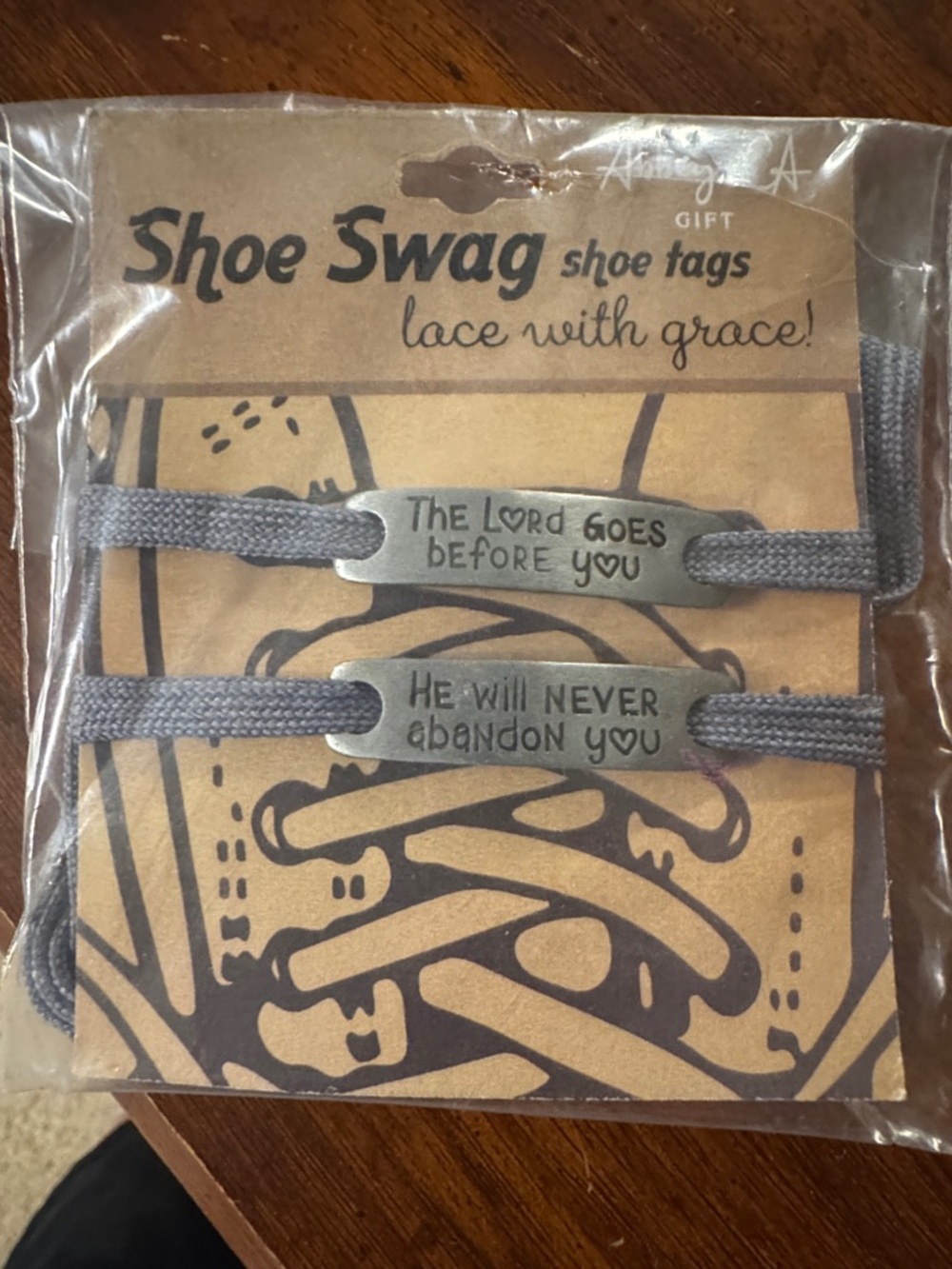 Shoe Swag Lace Tags with Inspirational Plates - Gray
